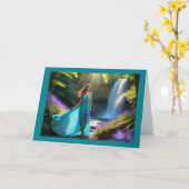 Wistful Waterfall Verjaardag Kaart van de vrouw (Gele Bloem)