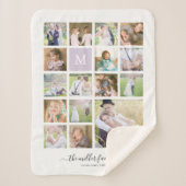 Wit 16 Photo Collage Monogram Naam Kalligrafie Sherpa Deken (Voorkant)