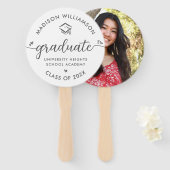 Wit 1 Foto Afstuderen Grijs Script Hearts Pet Handwaaier (Voorkant en achterkant)