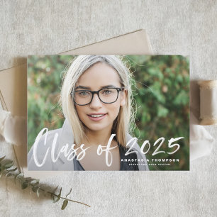 Wit 2025 Borstel Lettering Foto Afstuderen Kaart
