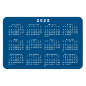 Wit 2025 Kalender Blauwe Achtergrond Sjabloon Magneet (Horizontaal)