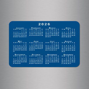 Wit 2026 Kalender Blauwe Achtergrond Sjabloon Magneet