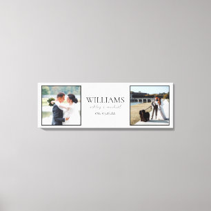 Wit 2 Fotoscript Namen Bruiloft Datum Keepsake Canvas Afdruk