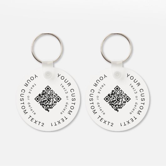 Wit 2-zijdig bedrijf QR-code Business Branded Sleutelhanger