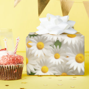 Wit 3D Daisy Naadloos Patroon Cadeaupapier