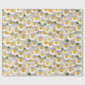 Wit 3D Daisy Naadloos Patroon Cadeaupapier (Vlak)