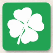 Wit 4 Leaf Shamrock Bier Onderzetter (Voorkant)