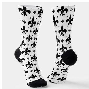 Wit achtergrond Fleur-de-lis patroonontwerp Sokken