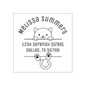 Wit adres katteboog 	rubberstempel (Afrduk)