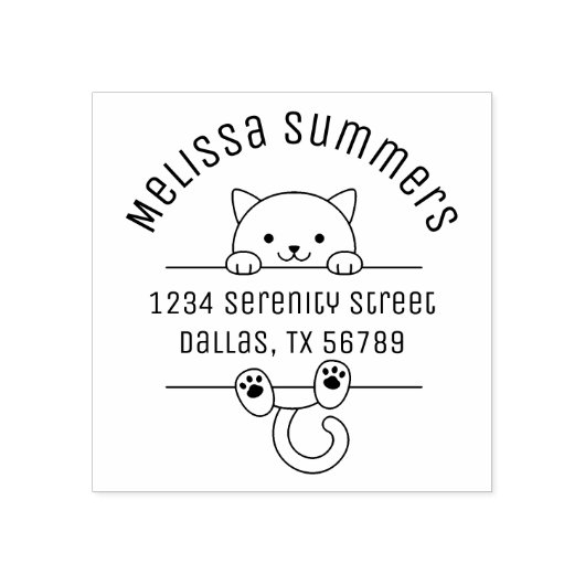 Wit adres katteboog 	rubberstempel (Afrduk)