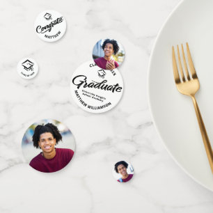 Wit Afstuderen 3 Foto Bold Zwart Script Pet Confetti