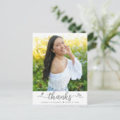 Wit Afstuderen fotoscript harten dank u Briefkaart (Staand voorkant)