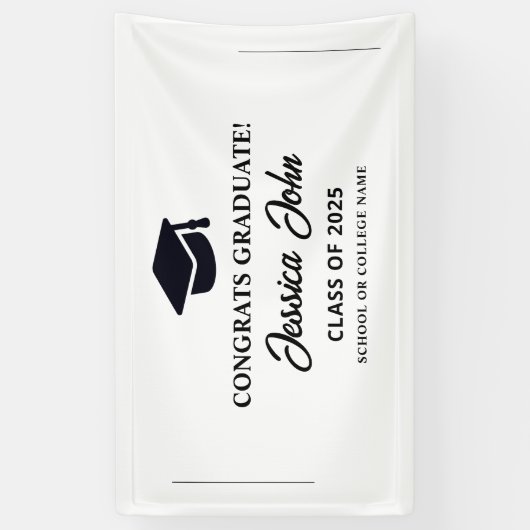 Wit afstuderen Gefeliciteerd met je afstuderen Spandoek (Verticaal)