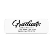 Wit Afstuderen vet zwart script Modern adres Etiket (Voorkant)