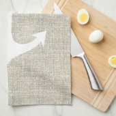 Wit anker op rustieke faux grijze jute textuur theedoek (Quarter Fold)