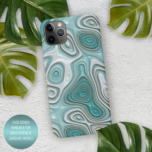 Wit Aqua Turquoise Groen Swirl Art Patroon iPhone 15 Pro Max Hoesje