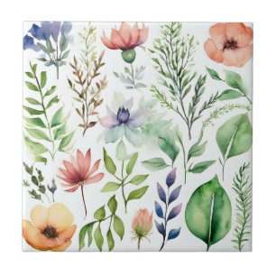 Wit Aquarel Bloem Botanische Tuin Tegeltje