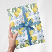 Wit aquarel citroen en bloemen inpakpapier