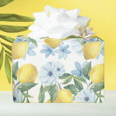 Wit aquarel citroen en bloemen inpakpapier
