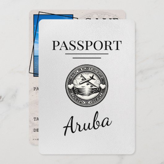 Wit Aruba paspoort Bewaar de datum Save The Date (Voorkant / Achterkant)