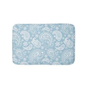 Wit & Baby Blauw Paisley Badmat