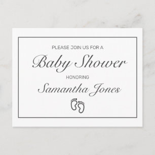 Wit Baby shower Aankondiging Uitnodiging Briefkaar