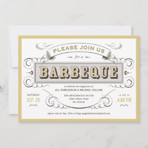Wit Barbeque Cookout Invitation Kaart