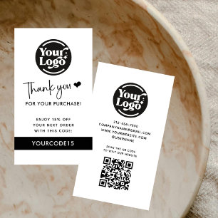 Wit Bedankt Bestel Business Logo QR Code Retail Kortingskaartje