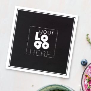 wit bedrijf logo op zwart papier party servetten