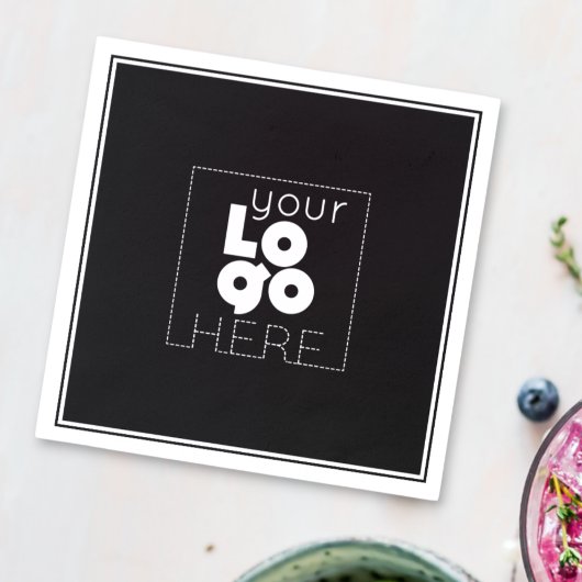 wit bedrijf logo op zwart papier party servetten