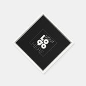 wit bedrijf logo op zwart papier party servetten (Hoek)