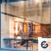 Wit bedrijf openingsuren Ronde moderne script Raamsticker (Cafe Raam)