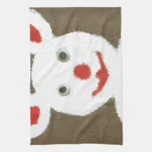 Wit Beer met rode neus, mond en oren (Santa) Theedoek (Verticaal)