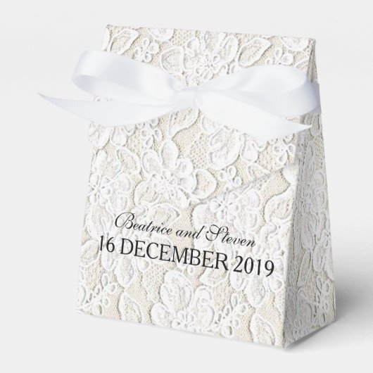  Wit Beige Bloemen Kant Bruiloft Favor Box Bedankdoosjes (Voorkant Zijde)