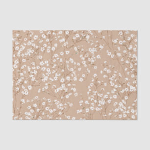 Wit Beige Ditsy Pastel Boho 70s Vintage Bloem Tissuepapier