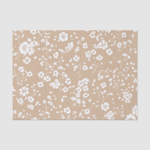 Wit Beige Ditsy Pastel Boho 70s Vintage Bloem Tissuepapier