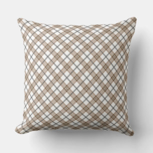 Wit beige zwart diagonaal licht geruit patroon kussen