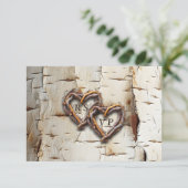 Wit Berkenboomtak Hart Frame RSVP Kaartje (Staand voorkant)