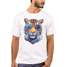 Wit bewerkbaar Man T-shirt met TIGER 🐯