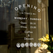 Wit bewerkbaar venstersticker voor openingsuren va raamsticker