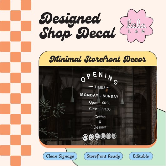 Wit bewerkbaar venstersticker voor openingsuren vo raamsticker