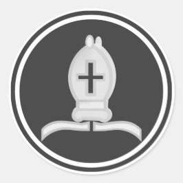 Wit Bishop Schaakstuk Ronde Sticker