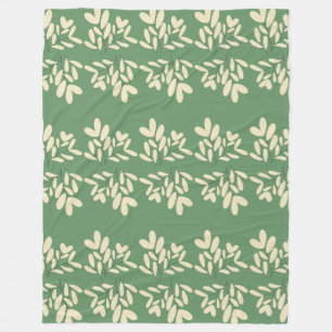 Wit blad groen patroon fleece deken