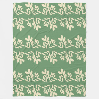 Wit blad groen patroon fleece deken