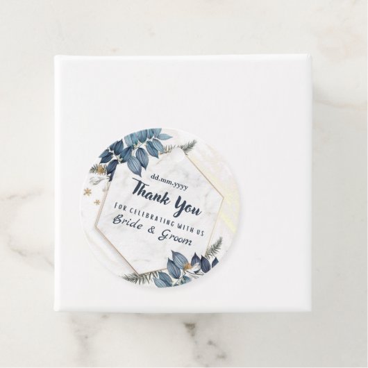 Wit Blauw Bloemen Lijst Dank u bruiloft Bedankjes Labels (In situ)