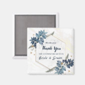 Wit Blauw Bloemen Lijst Dank u bruiloft gunsten Magneet (Voorkant / Achterkant)