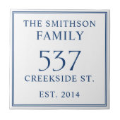 Wit & Blauw Datum Opgericht Adres Huis Plaque Tegeltje (Voorkant)