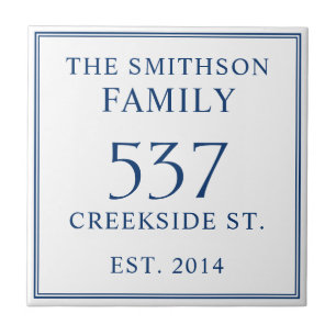 Wit & Blauw Datum Opgericht Adres Huis Plaque Tegeltje