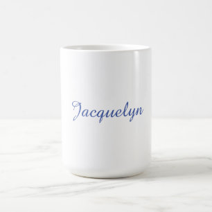Wit Blauw Eenvoudig Elegant Modern Kalligrafie Naa Koffiemok