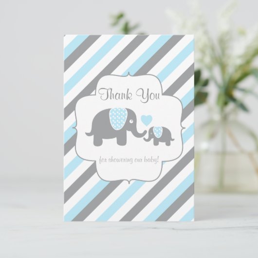Wit, blauw en grijs, lephane - Dank u Bedankkaart (Staand voorkant)